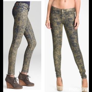 7 for all mankind gold floral srny fatigue' the skinny'